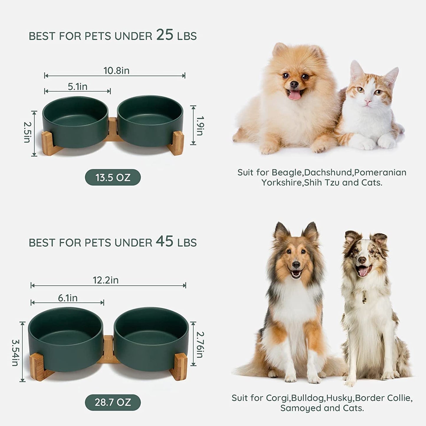Ceramics Dog Bowl with Wood Stand