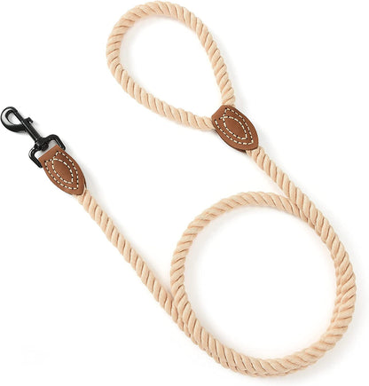 Braided Cotton Rope Leash with Leather Tailor Handle