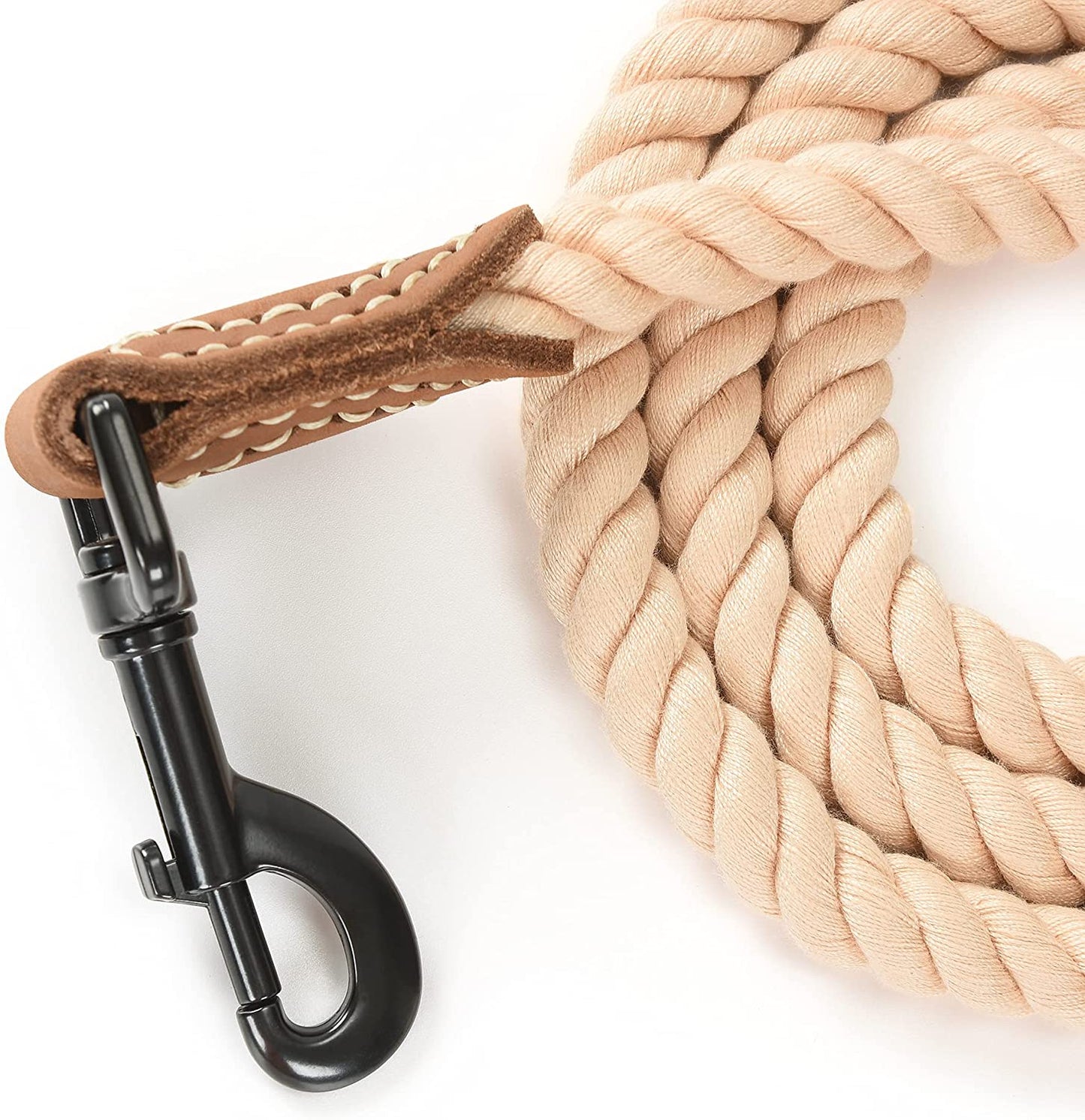 Braided Cotton Rope Leash with Leather Tailor Handle