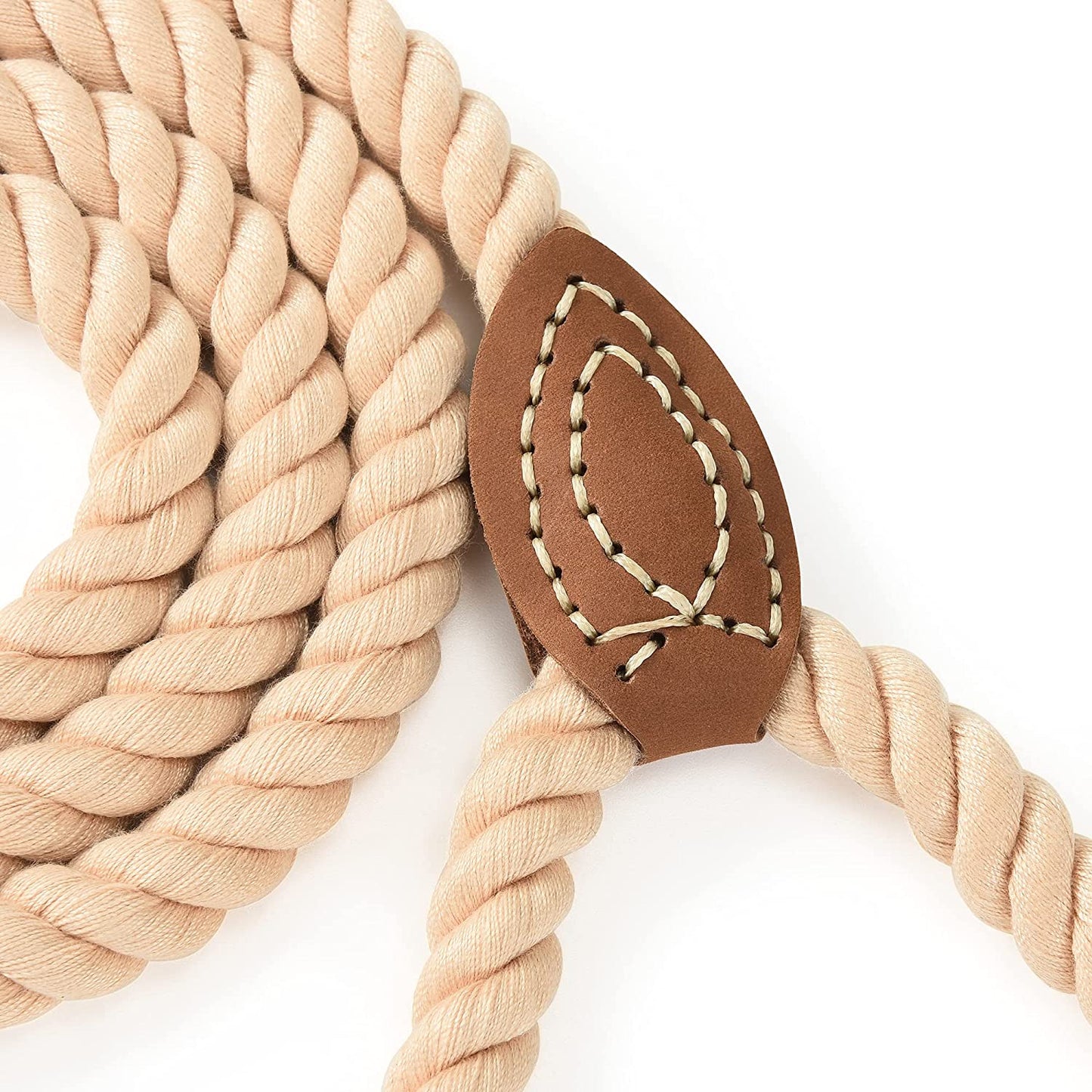 Braided Cotton Rope Leash with Leather Tailor Handle